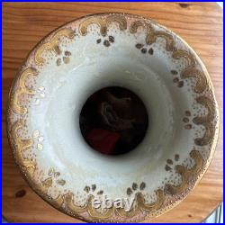 Vintage gold Chinese large vase with Flowers 12 inches