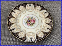 Vtg 1941 Royal Worcester Porcelain Bone China 12 Plates Cobalt Gold Floral Dec
