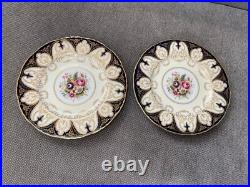 Vtg 1941 Royal Worcester Porcelain Bone China 12 Plates Cobalt Gold Floral Dec