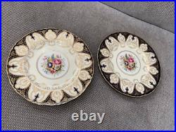 Vtg 1941 Royal Worcester Porcelain Bone China 12 Plates Cobalt Gold Floral Dec