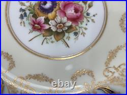 Vtg 1941 Royal Worcester Porcelain Bone China 12 Plates Cobalt Gold Floral Dec