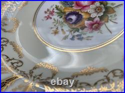 Vtg 1941 Royal Worcester Porcelain Bone China 12 Plates Cobalt Gold Floral Dec
