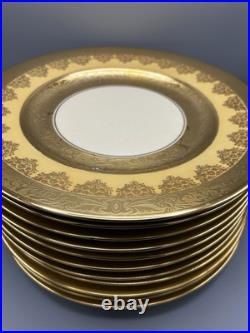 Vtg Antique Heinrich & Co. Gold Encrusted Porcelain Set of 12 Selb Bavaria Vtg Antique Heinrich & Co. Gold Encrusted Porcelain Set of 12 Selb Bavaria