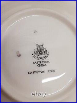 Vtg. CASTLETON ROSE Bone China Gold Trim Dinnerware 1940-1972 26 pc. Lot USA