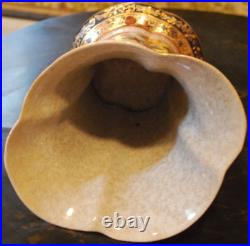 Vtg. CHINESE URN VASE Crackle Porcelain WILLIAM SUNG Hand Painted Scalloped Gilt