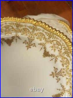 Vtg Copeland China Set of 4 Lunch Plates Fluted Gilded Ruffled Gold Trim Edges