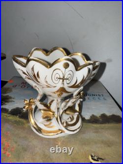 Vtg French Bridal Porcelain Gold China Vase Church Wedding Hand-Painted Bride