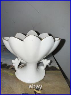 Vtg French Bridal Porcelain Gold China Vase Church Wedding Hand-Painted Bride