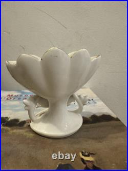 Vtg French Bridal Porcelain Gold China Vase Church Wedding Hand-Painted Bride