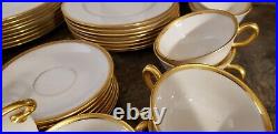 Vtg LENOX China M161 WINDSOR Gold 8 5 pc set Dinner Dessert Salad Plates Cups &