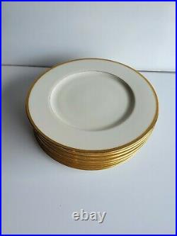 Vtg LENOX China M161 WINDSOR Gold Encrusted Set of 12 Dinner Plates 10.5'' W