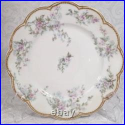 Vtg Set 6 Haviland Limoges Scalloped 8.25 Floral Luncheon Plates Double Gold