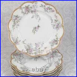 Vtg Set 6 Haviland Limoges Scalloped 8.25 Floral Luncheon Plates Double Gold