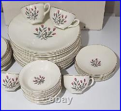 WEDGEWOOD AND CO. Ltd. ENGLAND Gold Rim, PINK HOPE 1960s 47 piece Set