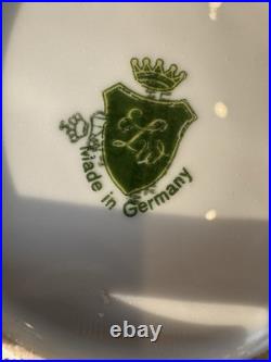 WEIMAR PORCELAIN Blue Pink Roses Gold Plate German China Made in Germany