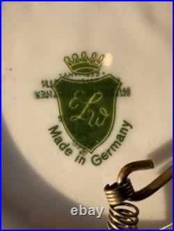 WEIMAR PORCELAIN Blue Pink Roses Gold Plate German China Made in Germany