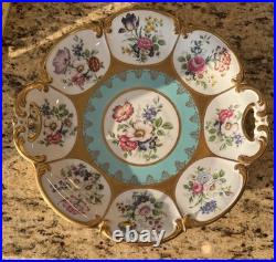 WEIMAR PORCELAIN Blue Pink Roses Gold Plate German China Made in Germany