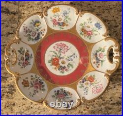 WEIMAR PORCELAIN Blue Pink Roses Gold Plate German China Made in Germany
