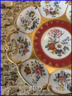 WEIMAR PORCELAIN Blue Pink Roses Gold Plate German China Made in Germany