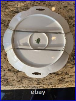 WEIMAR PORCELAIN Blue Pink Roses Gold Plate German China Made in Germany