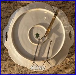 WEIMAR PORCELAIN Blue Pink Roses Gold Plate German China Made in Germany