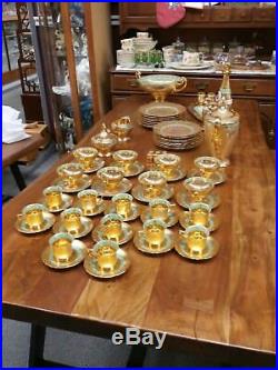 WW II Vintage VICTORIA Czechoslovakian China Service for 8- Gold and Platinum