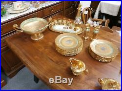 WW II Vintage VICTORIA Czechoslovakian China Service for 8- Gold and Platinum