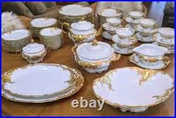 Walbrzych Wawel China Poland Gold Gilded Edge Complete Service For 10 Unboxed