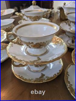 Walbrzych Wawel China Poland Gold Gilded Edge Complete Service For 10 Unboxed