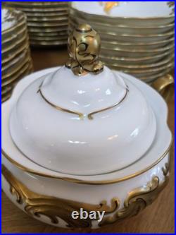 Walbrzych Wawel China Poland Gold Gilded Edge Complete Service For 10 Unboxed