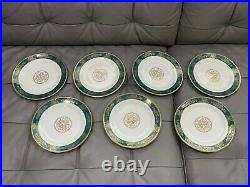 Wedgwood Bone China Agincourt Blue & Gold Porcelain Set of 7 Salad Plates