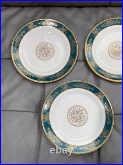 Wedgwood Bone China Agincourt Blue & Gold Porcelain Set of 7 Salad Plates
