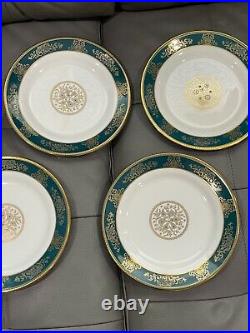 Wedgwood Bone China Agincourt Blue & Gold Porcelain Set of 7 Salad Plates