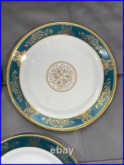 Wedgwood Bone China Agincourt Blue & Gold Porcelain Set of 7 Salad Plates