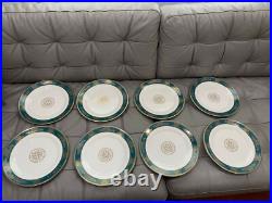 Wedgwood Bone China Agincourt Blue & Gold Porcelain Set of 8 Dinner Plates
