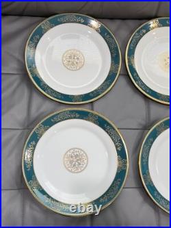 Wedgwood Bone China Agincourt Blue & Gold Porcelain Set of 8 Dinner Plates Wedgwood Bone China Agincourt Blue & Gold Porcelain Set of 8 Dinner Plates