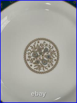 Wedgwood Bone China Agincourt Blue & Gold Porcelain Set of 8 Dinner Plates