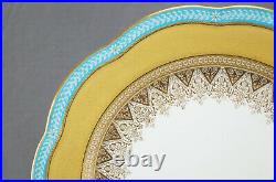 Wedgwood Enameled White Turquoise Gold Encrusted 19th Century 10 1/2 Inch Plate