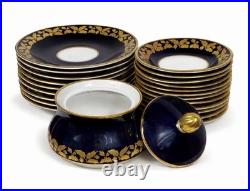 Weimar Porzellan GDR Cobalt & Gold Harmonie Set 21 Pieces West Germany 1970s