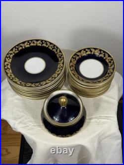 Weimar Porzellan GDR Cobalt & Gold Harmonie Set 21 Pieces West Germany 1970s