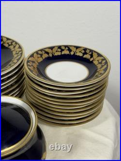 Weimar Porzellan GDR Cobalt & Gold Harmonie Set 21 Pieces West Germany 1970s