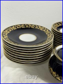 Weimar Porzellan GDR Cobalt & Gold Harmonie Set 21 Pieces West Germany 1970s