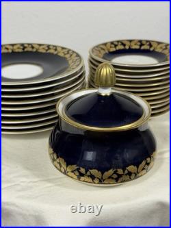 Weimar Porzellan GDR Cobalt & Gold Harmonie Set 21 Pieces West Germany 1970s