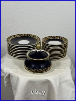 Weimar Porzellan GDR Cobalt & Gold Harmonie Set 21 Pieces West Germany 1970s