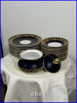 Weimar Porzellan GDR Cobalt & Gold Harmonie Set 21 Pieces West Germany 1970s