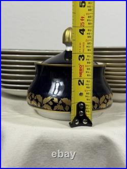Weimar Porzellan GDR Cobalt & Gold Harmonie Set 21 Pieces West Germany 1970s