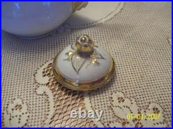 White Antique Porcelain China Coffee Pot & Covered Sugar Bowl With Gold Trim