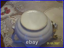 White Antique Porcelain China Coffee Pot & Covered Sugar Bowl With Gold Trim