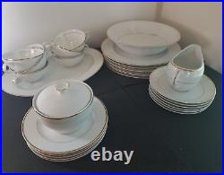 White Gold Trim Sonnet Dinnerware set FINE CHINA OF JAPAN s/6 porcelain china