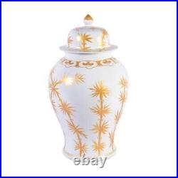 White and Gold Gilt Porcelain Bamboo Motif Temple Jar 18